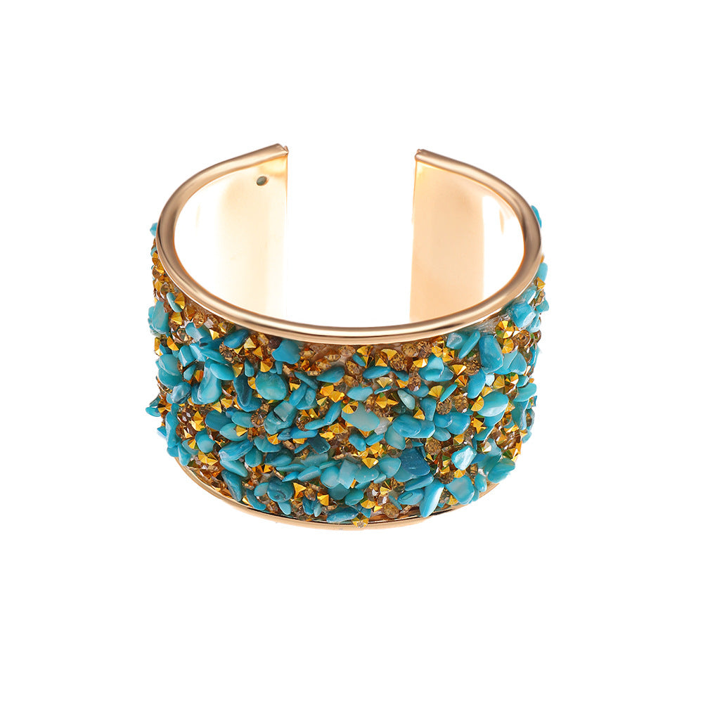 Wholesale of Female Exaggerated Colored Diamond Crushed Stone Alloy Necklace